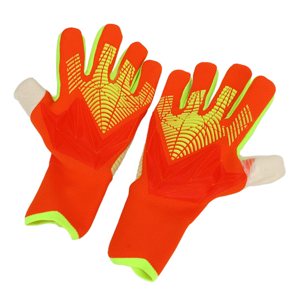 Fodboldmålmandshandsker til mænd og kvinder Latex Nylon Anti Slip Åndbar Fingersbeskyttelse Fodboldmålmandshandsker til træning Konkurrence Orange Størrelse 8