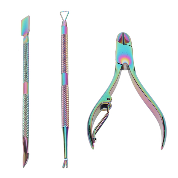 3 st Nagelband Trimmer Set Rostfritt Stål Professionell Nagelvård Nagelband Pusher Scraper Set för fingernaglar Tånaglar
