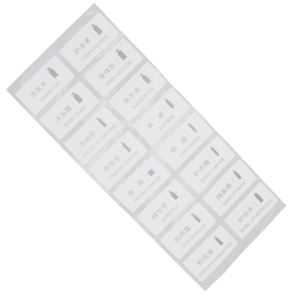 Selvklebende etiketter rektangulære etiketter Klistremerke for refill reise kosmetikkflasker Ducument16 stk 11 X 21 mm / 0,4 X 0,8 tommer