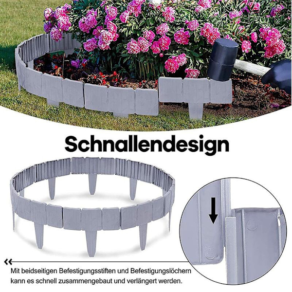 Hagegjerde Kant Plast Stein Effekt Blomsterbed Gressplen Plante Dekorative Kantpaneler 10PCS