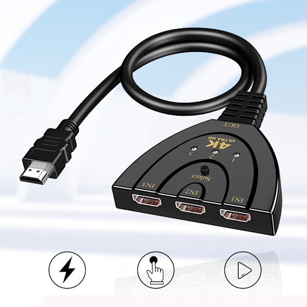 Mini 3-port HD Multimedia Interface Splitter 4K HD Multimedia Interface Switcher HD Multimedia Interface Switch 3 i 1 ud Port Hub