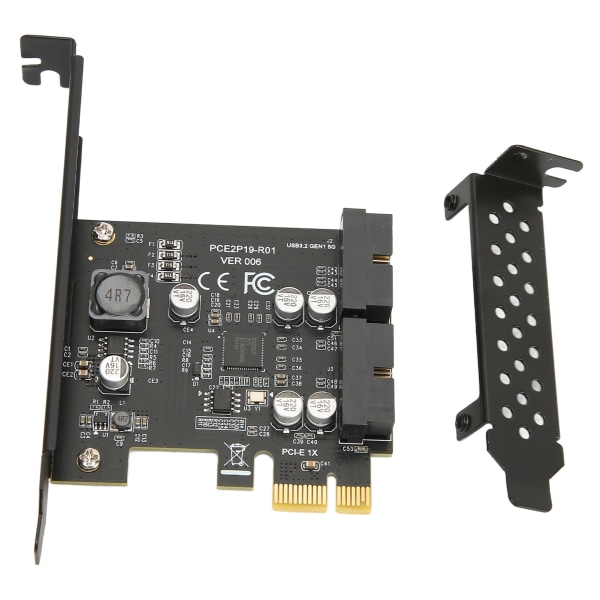 PCIE- USB 3.2 -laajennuskortti 5 Gbps nopea USB 3.2 edessä oleva GEN1-laajennuskortti, kaksiporttinen 19PIN-liitin Riser Card 19PIN Black Board