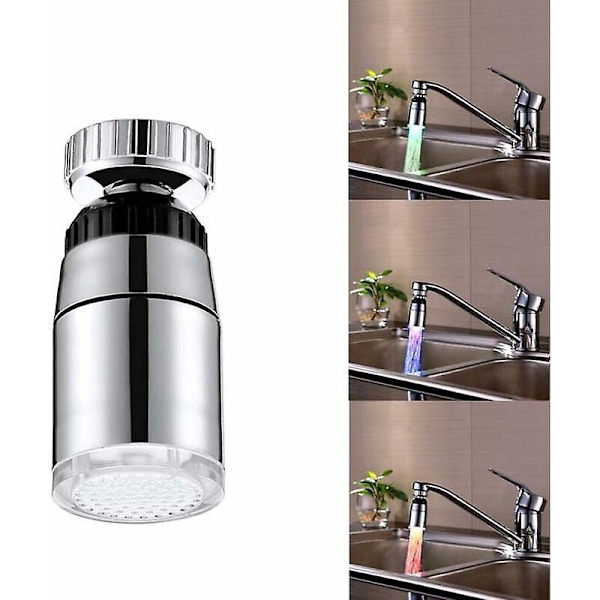 Dyse Vannkran LED Lys Vask Temperatursensor Skummer Vannkran Bad - 3 Farger