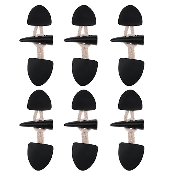 6 Par Svarta Läder Horn Toggle Knappar Duffelrock Fästen Hornknappar