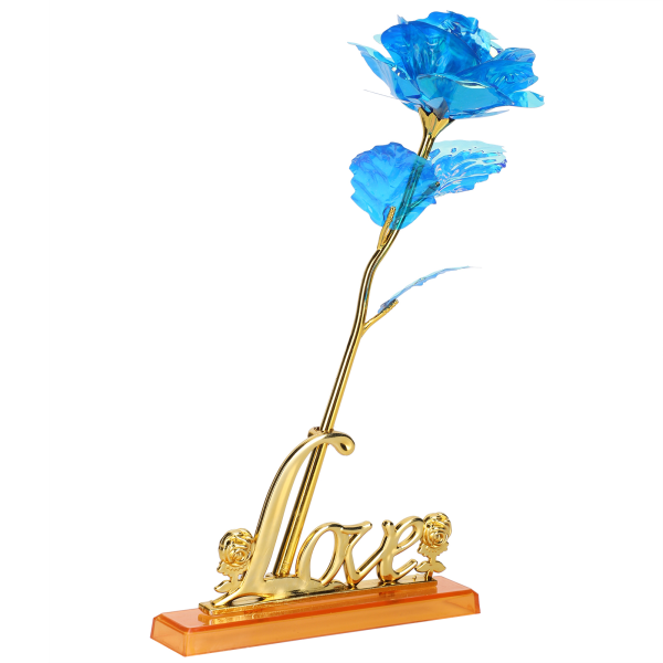 Gjennomsiktig roseblomst med kjærlighetsformet displaystativ Craft Collection Lilla pakningsboks Blå og farge