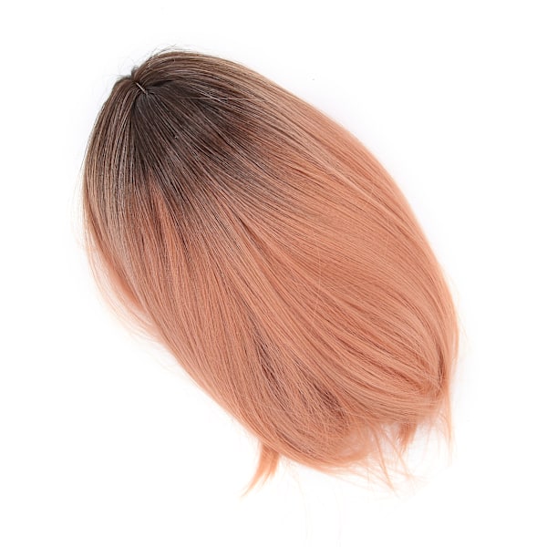 Kort peruk syntetiskt hår naturligt rosa cosplay dam peruker värmebeständig fiber med luftlugg