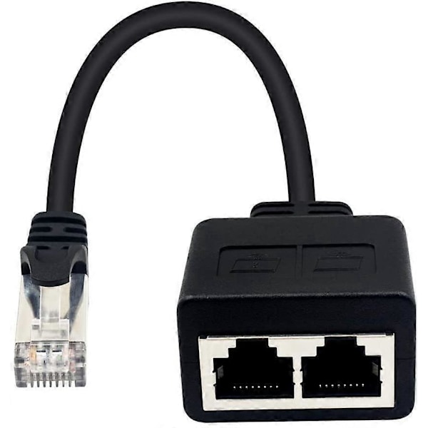 (1 par) RJ45 1 hann til 2 hunn adapter for Ethernet LAN-kabel forlengelse kat. 5/6. Surf på nettet samtidig
