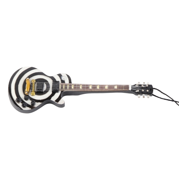 Gitarrprydnad Dekoration Verklighetstrogen Trä Miniatyr Elgitarr Modell med Snodd för Sovrum Vardagsrum Kontor
