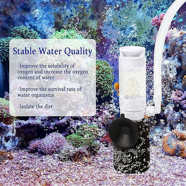 Akvariefilter Luftfilter med slange Akvarieluftfilter Akvarie Internt Filter Biokemisk Svampefilter til Akvarier Fisketank Damme (Uden Ox