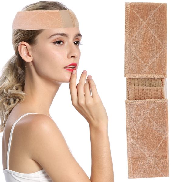 Flexibelt justerbart perukgrepp Sjal Huvudhår Band Peruktillbehör (Beige)