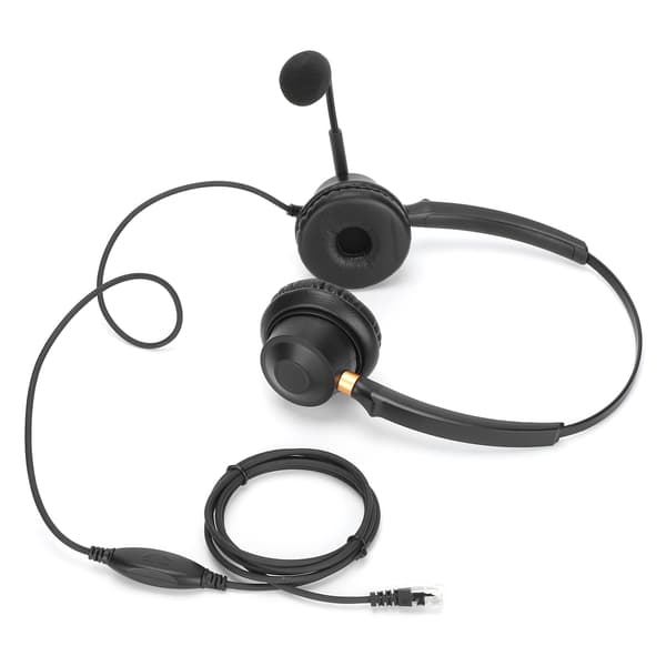 Binaural Headset Telefonheadset med støjreducerende mikrofon og lydstyrkekontrol