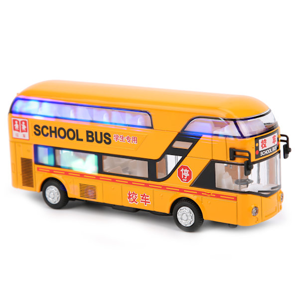1:50 Barn Dubbeldäckare Buss Leksak Barn Ljud Ljus Simulering Legering Pull-Back Bil LeksakGul