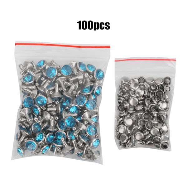 B Akryylitimantti 8mm Koristeellinen DIY-nappi Vaatetuslisävaruste 8mm Hopeanvärinen Reuna KristalliVaaleansininen