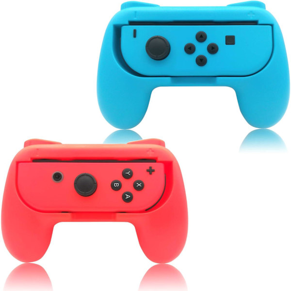 Blå och röd (2 förpackningar) - Griphållare kompatibel med Joy Con för Switch & OLED-modell, Comfort Controller Grips