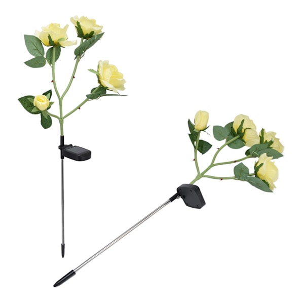 Solros LED-lampa med 4 huvud, IP65 vattentät dekorativ LED-blomlandskapslampa för trädgårdsgård (gul LED-lampa)
