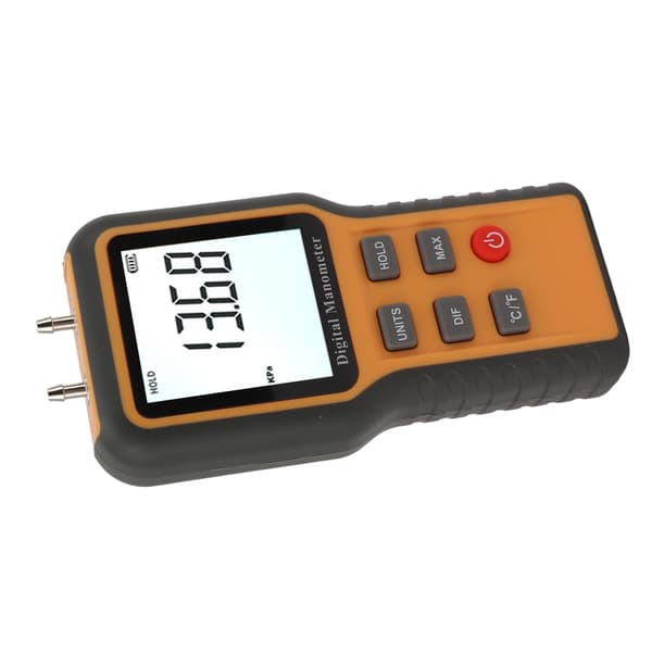 Motor Digital Manometer Differentialmätare Högprecision Dubbelport HVAC Gastestare Lufttrycksmätare