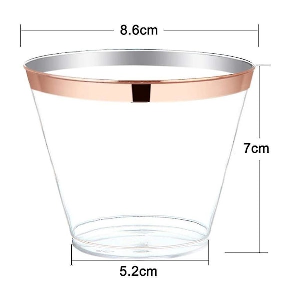 Krystalklare Plastikvinbriller med Guldkant - 9 oz (Pakke med 50)