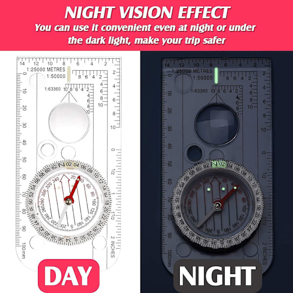 Justerbar deklination Orienteringskompass för Expeditionsvandring