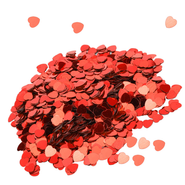 3000 st hjärtformade konfetti bröllop Alla hjärtans dag paljetter Strö del dekorationstillbehör (röd)
