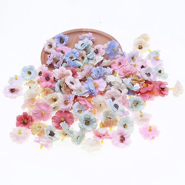 50 st Konstgjorda Blomhuvuden Vacker Dekor Flerfärgad för DIY Heminredning Konstgjorda Blommor (3cm, Blandade Färger)
