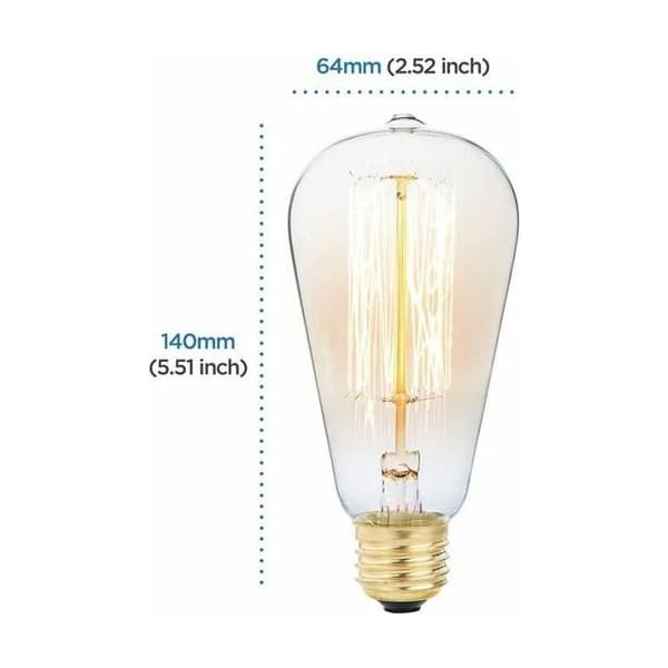 6x E27 60W Edison Pære Glødepære 220V ST64 Retro 64mm x 140mm