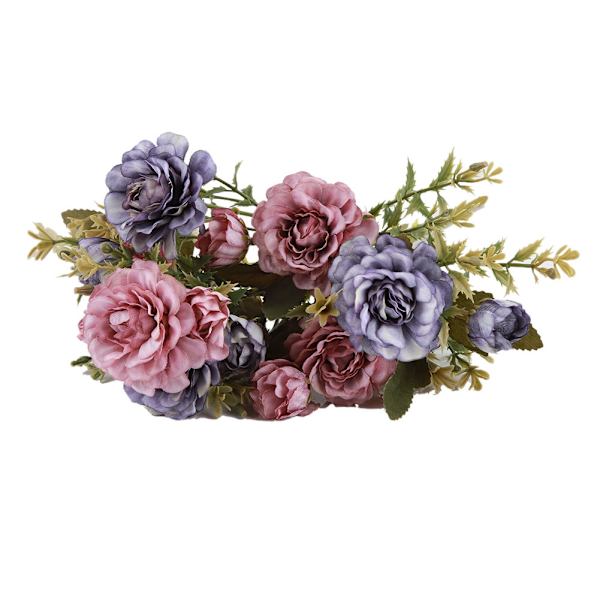 Konstgjorda falska blommor Rose Camellia Bukett Bunt Utomhusväxter Hemträdgård Bröllopsinredning