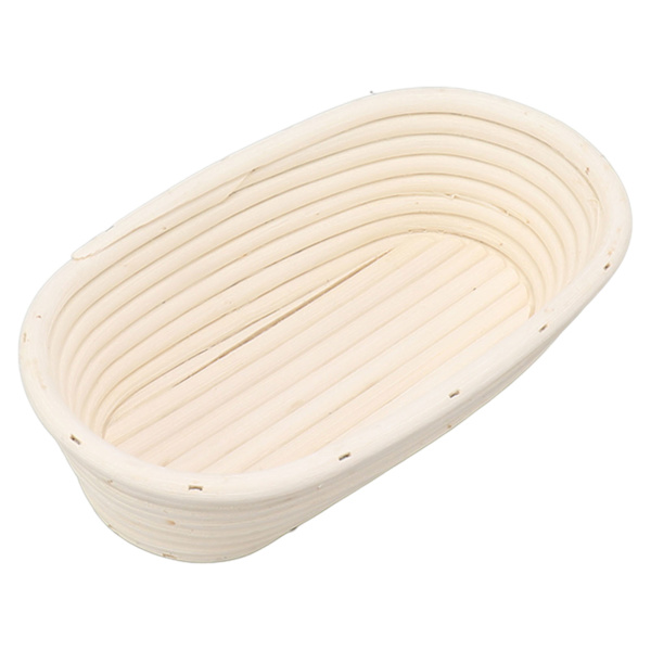 25cm Brød Hævekurv Sæt Oval Naturlig Rattan Surdej Hævekurv Dejskraber Klud Liner Pensel