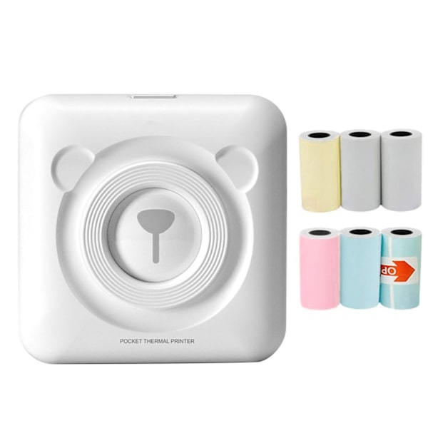 Mini-lämpötulostin Bluetooth-valkoinen taskutulostin tulostuspaperilla kannettava tarratulostin valokuville Muistiinpanot Työsuunnitelmat