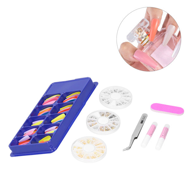 ABS Lange Farvede Falske Negle Kunstige Fuld Dækning Negle Manicure Tips Stickers med Etui52