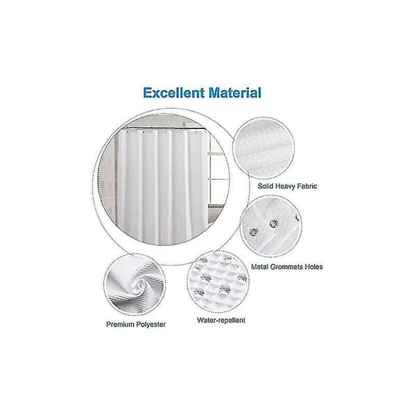 180*210cm Extra Long Waffle Shower Curtain, Thick Fabric Shower Curtains with Waffle Weave Hotel Quality Bathroom Shower Curtains