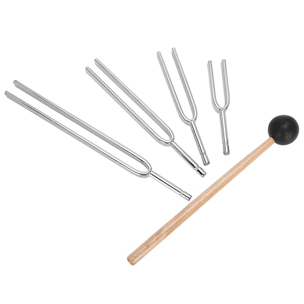 Stämgaffel Aluminiumlegering Stämgaffel Trähammare Sound Healing Therapy Tool SetC128-C1024 4st