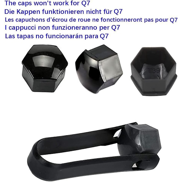 Korkealaatuiset pultinmutterisuojukset 17 mm, kuusikulmaiset pyöränmutterisuojukset, irrotustyökalulla (20 kpl pakkaus, musta)