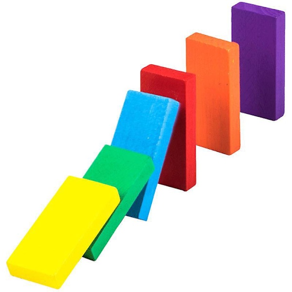 Fargerike Tre Dominoer Klassisk Spill Byggeklosser Løpespill Figurer Bordspill for Baby Barn Voksne 100 stk