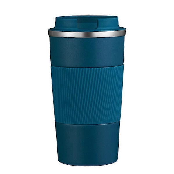 Kaffemugg, Isolerad Kaffemugg Rostfritt Stål Resemugg - Dubbelväggig Bilmugg Isolering Lock Miljövänlig Återanvändbar Kaffekopp, 380ML/13oz (Blå-A)