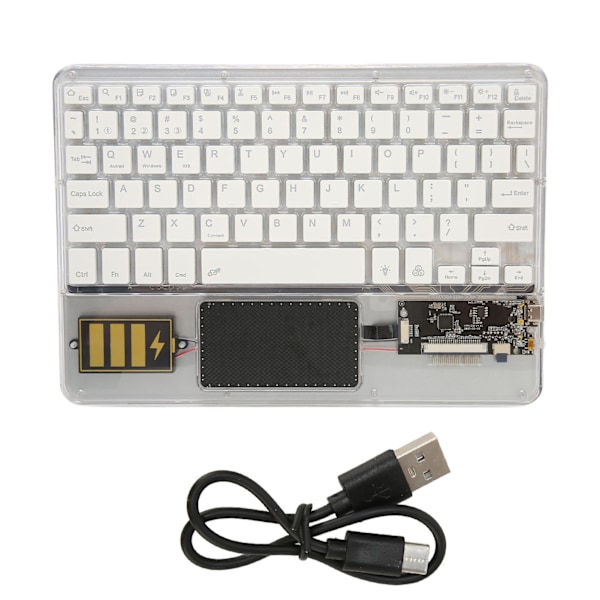 Trådløst Bluetooth-tastatur Multifunksjonelt akryltastatur for Windows for Android for IOS Hvit