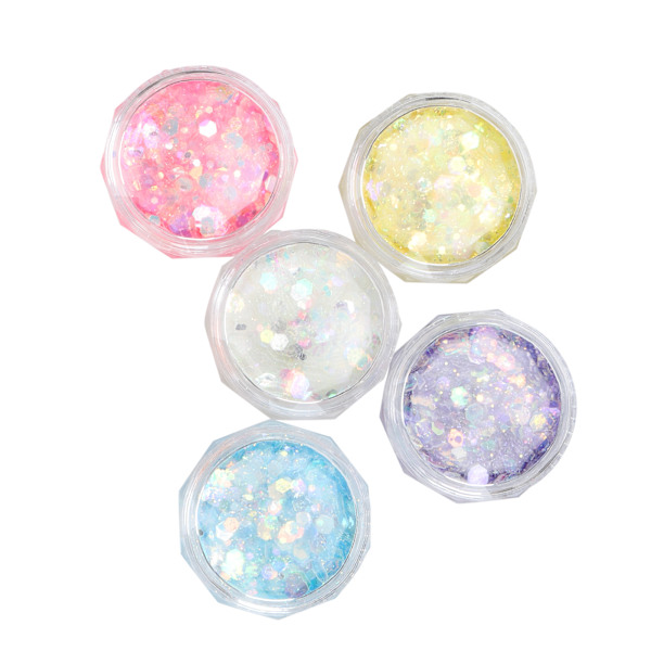 6 färger självlysande nail art paljetter DIY skinande nail art dekoration paljetter manikyrverktyg
