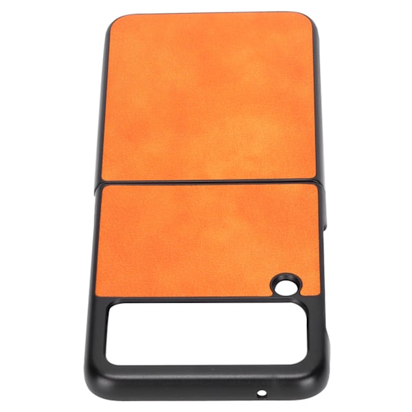 Lædertelefoncover med litchimønster, fuld beskyttelse, stødsikker til Samsung Galaxy Z Flip 3, orange