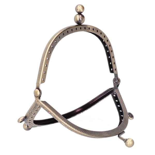Metallisk plånboksram halvrund präglad retro dubbelring antik mässingshandtag 10,5 cm