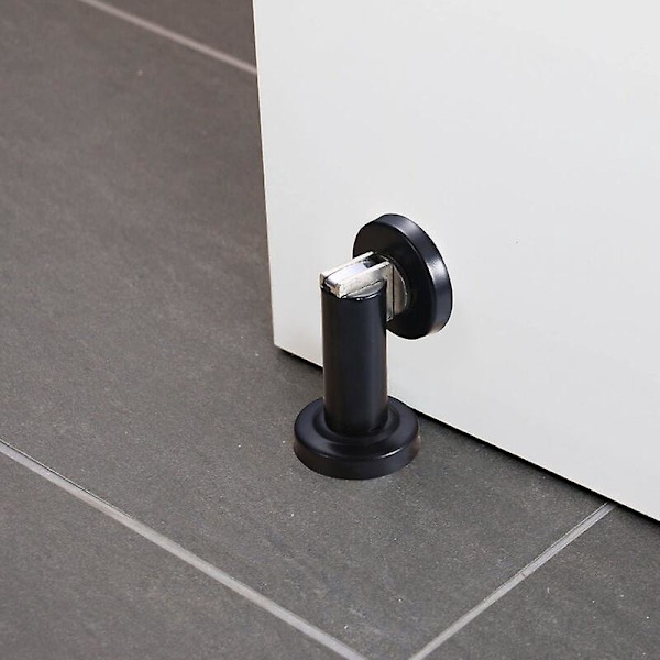 Magnetisk Dörrstopp, Borstat Rostfritt Stål Dörrlås Modern Solid Rigid Dörrstopp Barnsäker Dörrhållare Vägg/Golvmontering, Svart