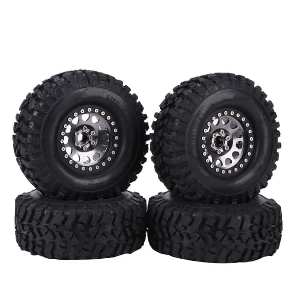 4 stk. RC Universal Crawler Gummidæk Metal Fælg RC Biltilbehør Titaniumfarve