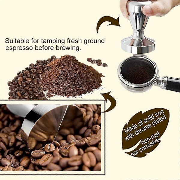 Kaffepress i rostfritt stål 51mm Bas Kaffebönpress 51mm Kaffepress Kaffebutikstillbehör