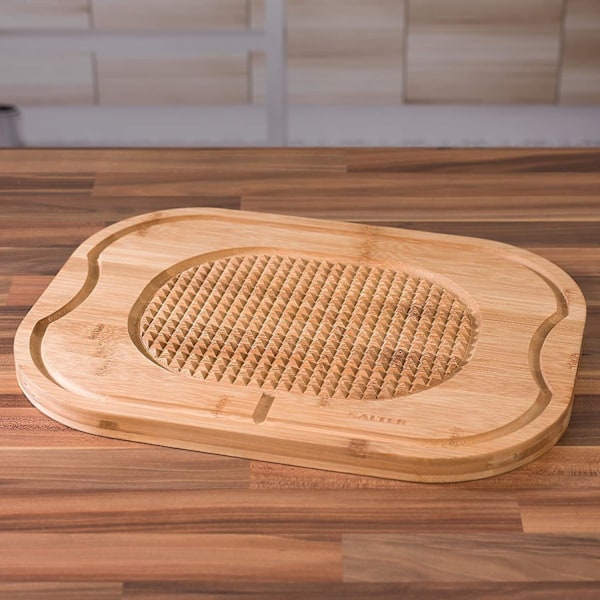 43,18*35,56*5,08 cm Bambu Skärbräda, Stor Bräda med Saftränna, Pyramider för att Hålla Kyckling Roti Biff eller Kött på Plats Vid Skärning