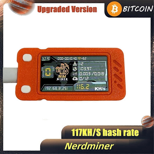 2 st Uppgraderad Nerdminer Miner 117KH/S med Färgskärm Mini BTC Orange