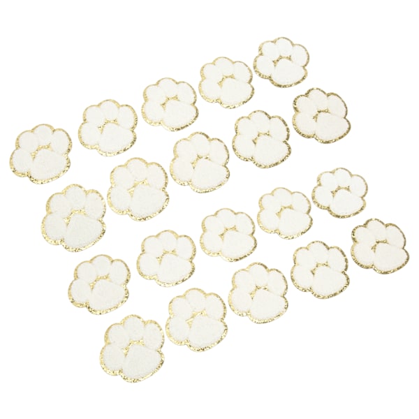 20 stk Cat Paw Iron On Patches Mode Hvide Kattepoter Syning Broderede Patches til Rygsække Tøj Jakker
