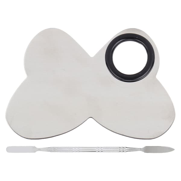Makeup Mixing Palette Professionel Rustfrit Stål Kosmetisk Blandepalette med Spatel til Makeupartist
