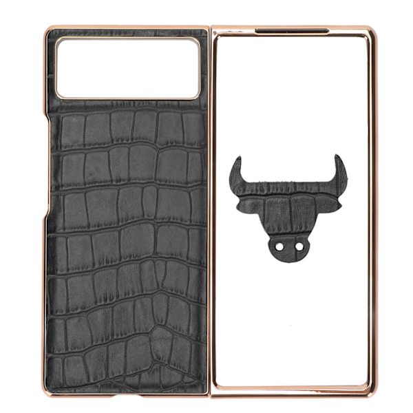 Vikbart phone case för Xiaomi MIX Fold 2 Nanoläder Crocodilian Pattern Anti Scratch Case Svart