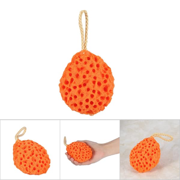 4 farver skønhed blød svamp kropsbruser spa vask rensende skrubber badebold (orange)