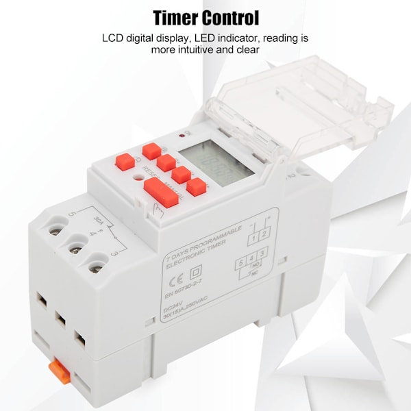 DC 24V 30A Ukentlig 12/24 timer Timerbryter LCD På Av Kontroll Programmerbart tidsrelé
