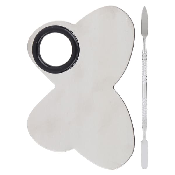 Makeup Mixing Palette Professionel Rustfrit Stål Kosmetisk Blandepalette med Spatel til Makeupartist