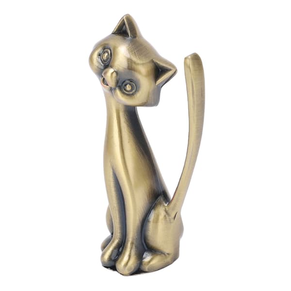 Katt Ringholder Kattestatuett Stil Sinklegering Solid Slitesterk Retro Stil Glansfull Ringorganisator for Ringer Smykker